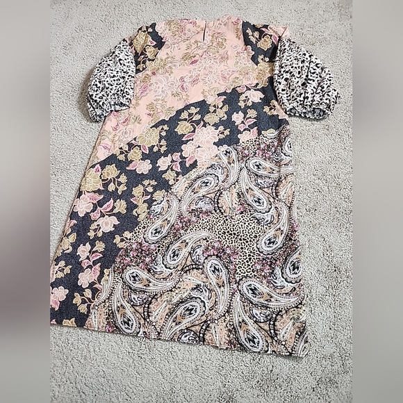 Anthropologie X Kachel Dress Evangeline Puff Sleeve Patchwork Midi Dress Size X - Picture 10 of 10